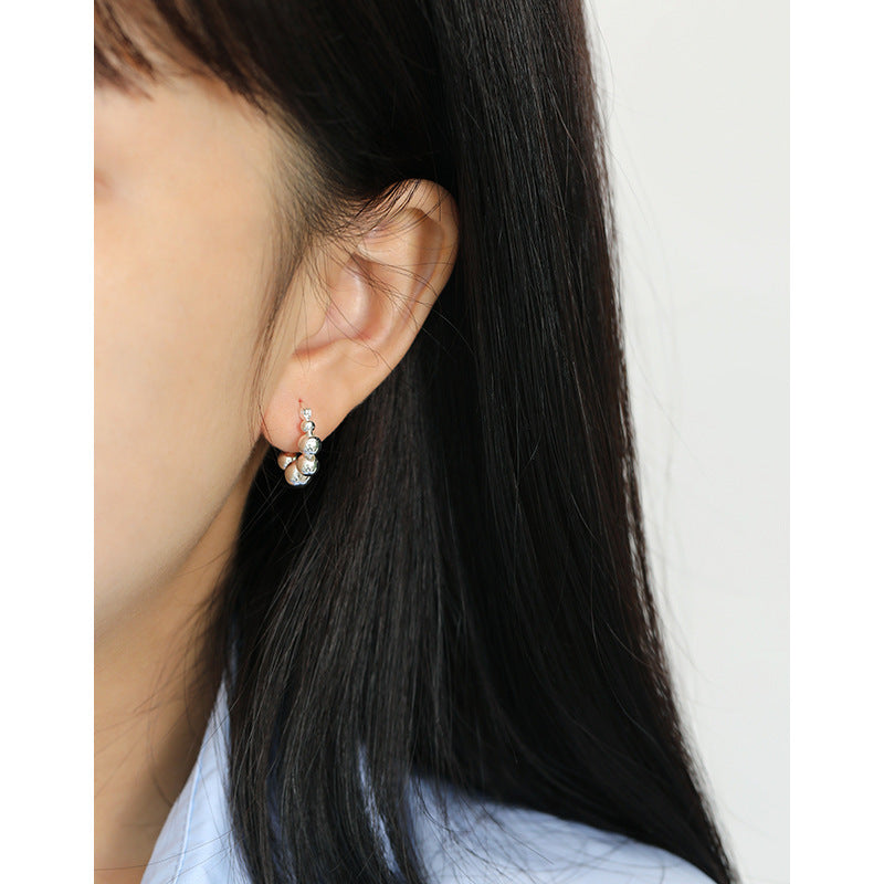 S925 Sterling Silver Geometric Beads Beaded Earrings
