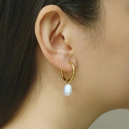 OHRRINGE PEARL HOOPS S Gold