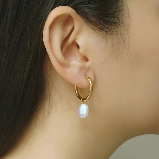 OHRRINGE PEARL HOOPS S Gold
