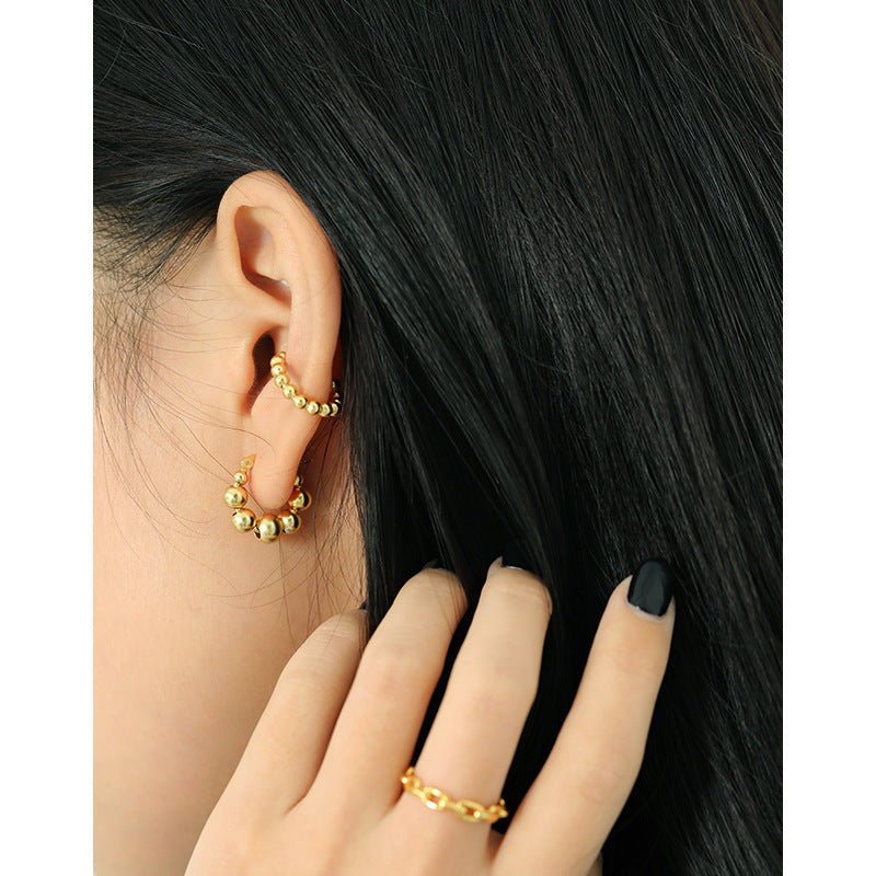 S925 Sterling Silver Geometric Beads Beaded Earrings